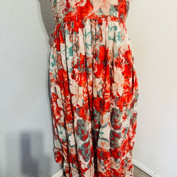 Funky People Women Floral V-Neck Oversized Maxi Lined Dress Size S 100% Cotton - Picture 6 of 11